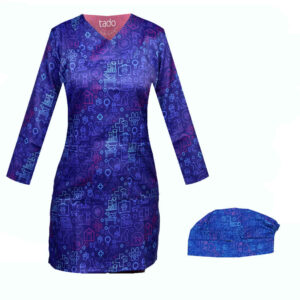 Women’s Blue Veterinarian Scrub Top & Cap Set – Professional & Coordinated