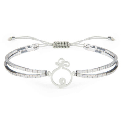 Persian Silver Cord Bracelet with Hadeed & Pomegranate Design – Traditional Jewelry