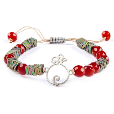 Persian Silver Beaded Bracelet with Pomegranate Design – Traditional Jewelry