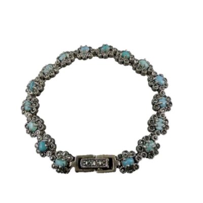 Women's Silver Link Bracelet with Turquoise Gemstone – Gol Model