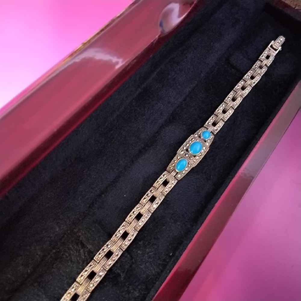 Silver Bracelet with Turquoise Gemstone for Women Hiva