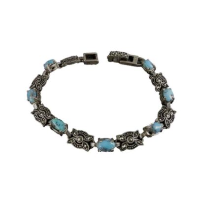 Women’s Silver Link Bracelet with Turquoise Gemstone – Vala Model