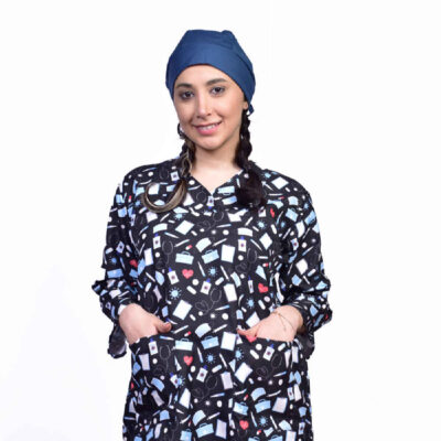 Modern Women's Black Medical Scrub Top – Sleek Professional Healthcare Uniform