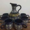 Set of Handcrafted Persian Pottery Pitcher & Cups Artistic Glory