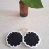 Knitted Earrings Drop Handcrafted for Women Black Round