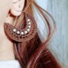 Knitted Earrings Drop Handcrafted for Women Moon