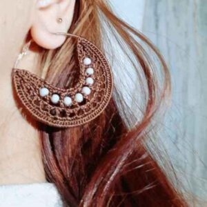 Knitted Earrings Drop Handcrafted for Women Moon