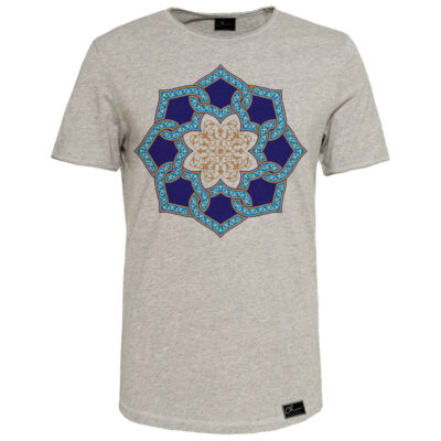 Short Sleeve Cotton Blend T-Shirt Model Satin with Persian Inspired Floral Art