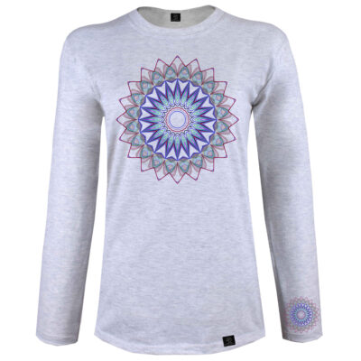 Women's Long Sleeve Cotton Blend T-Shirt Model Jina with Persian Inspired Floral Art