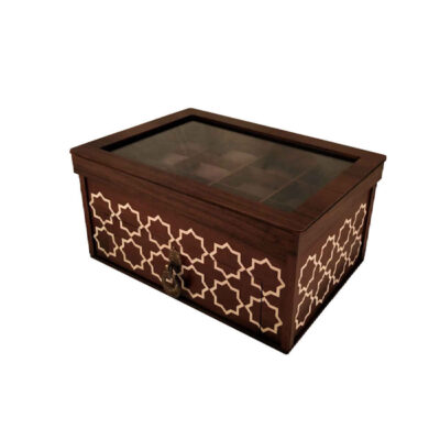 2-Tier Wooden Watch Box with Geometric Design - 21 Slots