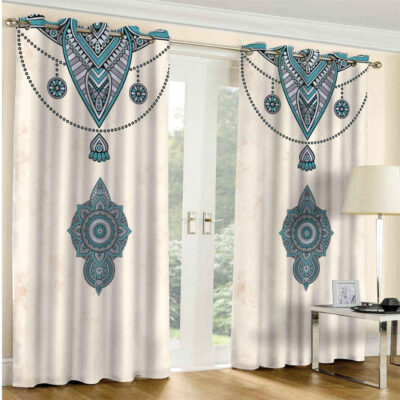 Printed Velvet Eyelet Curtain – Floral Faranak