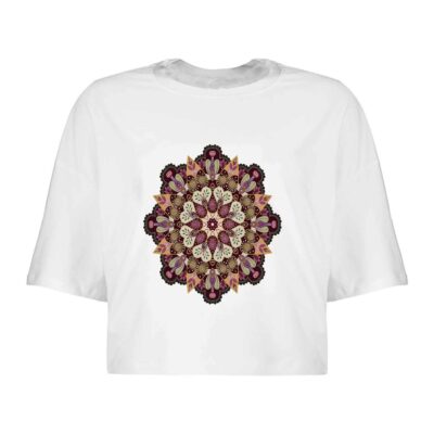 Women's Floral Short Sleeve Crop Top Model Magic with Casual Traditional Style