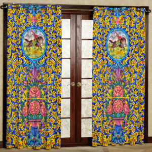 Printed Velvet Eyelet Curtain – Floral Siavash