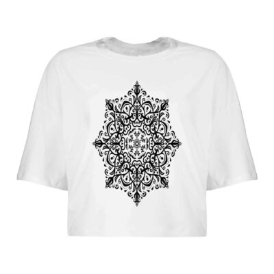Women's Floral Short Sleeve Crop Top Model Amitis with Casual Traditional Style