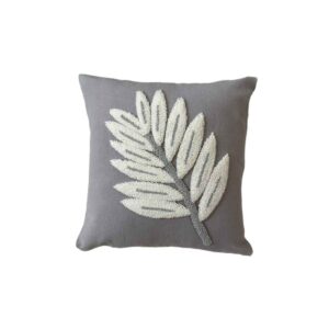 Punch Needle Cushion Cover – Embroidered Cotton Fibers & Leaf Design