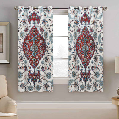 Printed Velvet Eyelet Curtain – Floral Saina