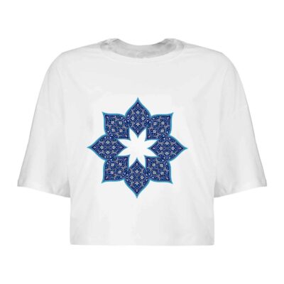 Women's Floral Short Sleeve Crop Top Model Sima with Casual Traditional Style