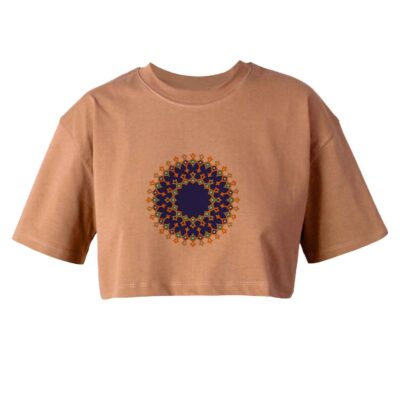 Women's Floral Short Sleeve Crop Top with Casual Traditional Style