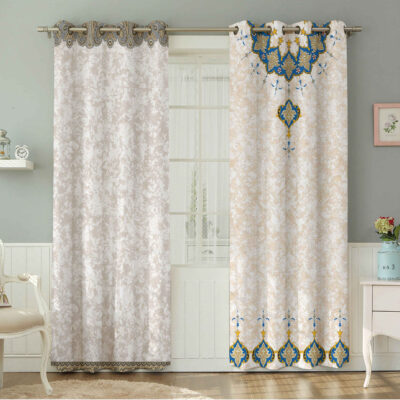 Printed Velvet Persian Eyelet Curtain – Floral Sogand