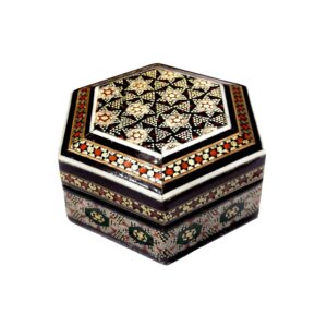 Handcrafted Wooden Jewelry Box with Persian Khatam Stars Design