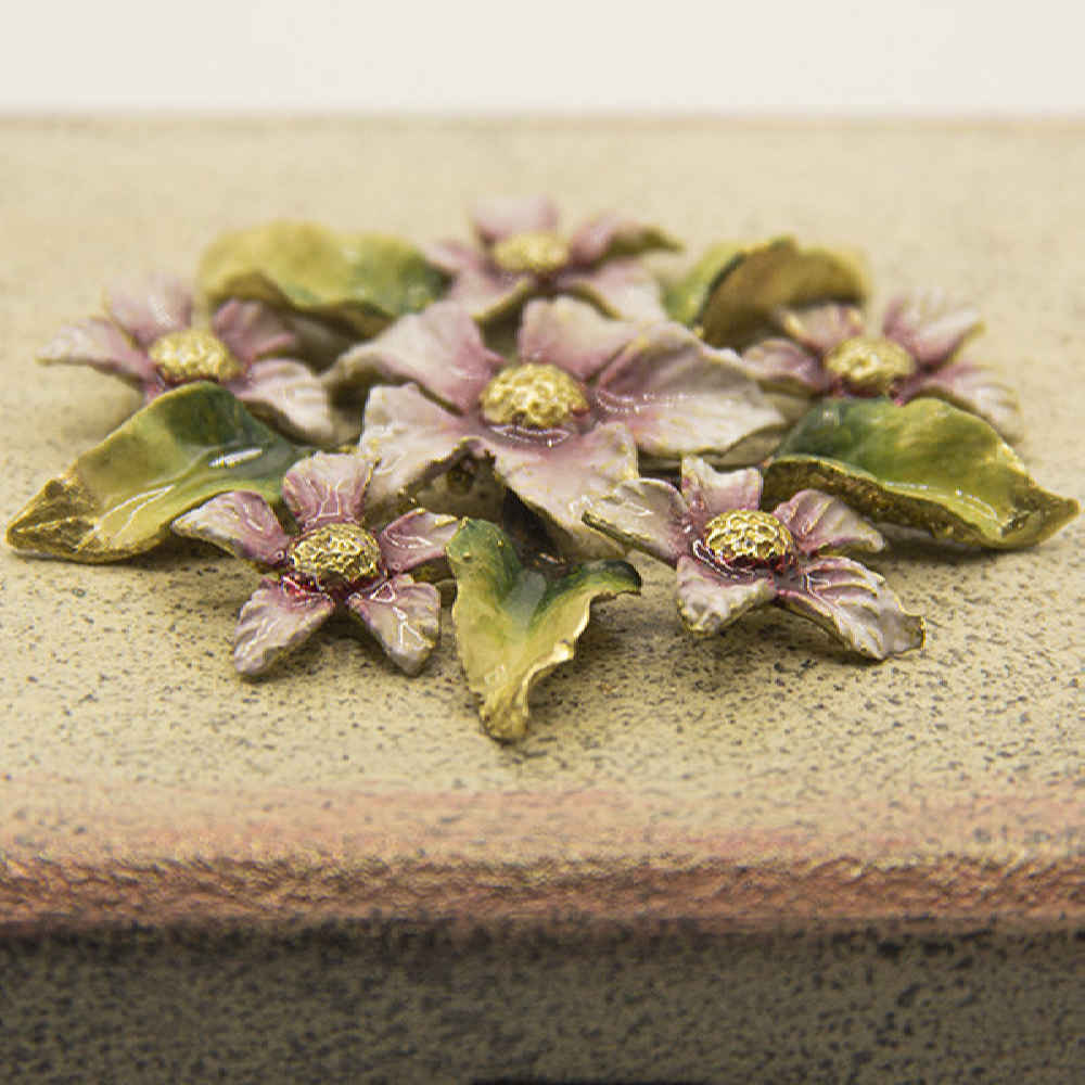 Handcrafted Wooden Jewelry Box with Decorative Flowers
