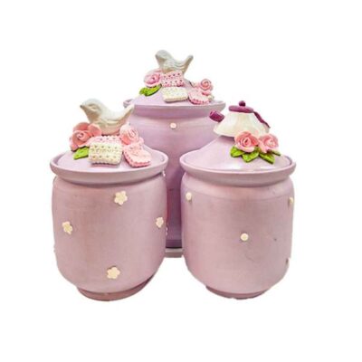 Ceramic Kitchen Canister Set for Spices & Dry Food Storage - 3-Piece