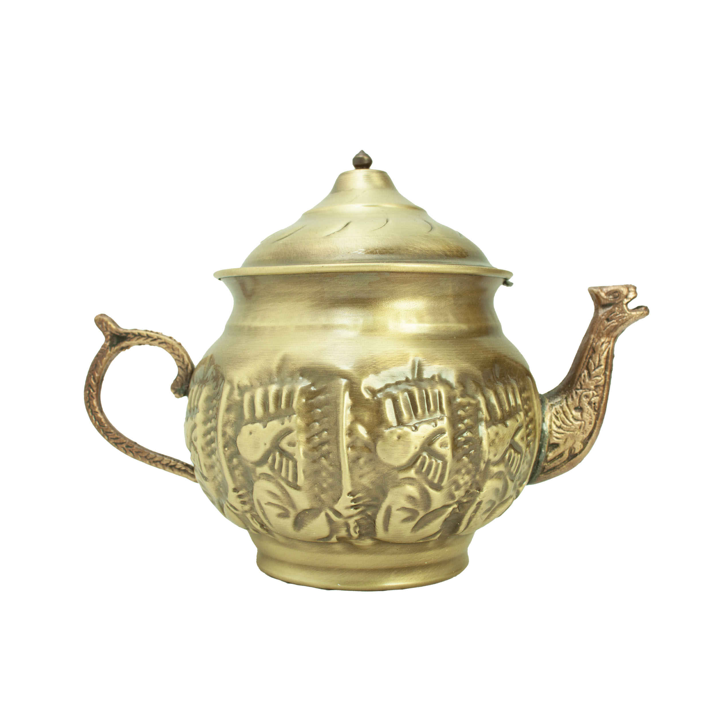Persian Brass Samovar Decorative Charcoal Tea Maker with Achaemenid Design 5-Liter