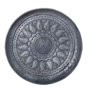 Decorative Copper Tray Hand-Engraved with Persian Artisanal Termeh