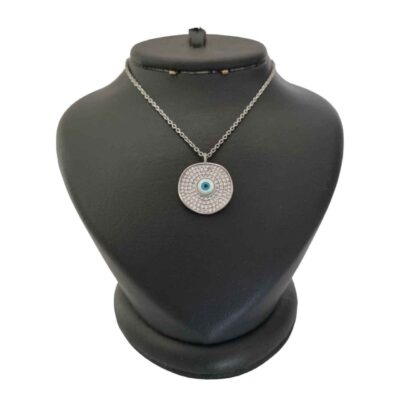 Silver Evil Eye Hanieh Pendant Necklace – Traditional Protective Symbol