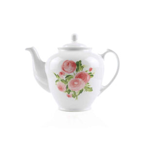 Porcelain Serving Teapot in White with Flower Design Elena