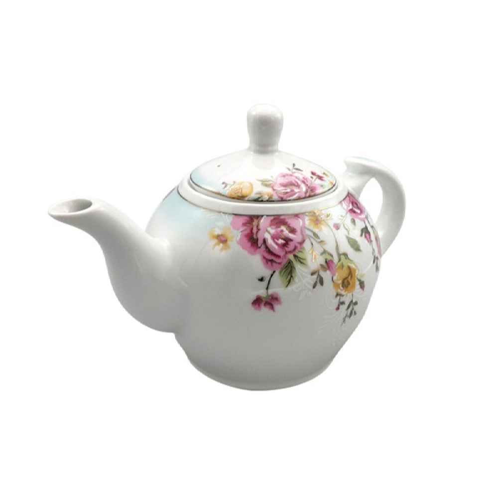 Porcelain Serving Teapot in White with Flower Design Kamelia