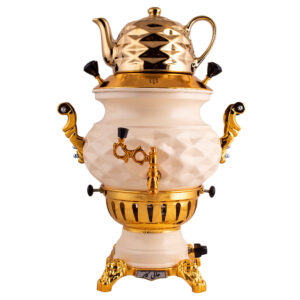 Gas Samovar Tea Maker with Teapot Modern Geometric Design Model Afrina 6-Liter