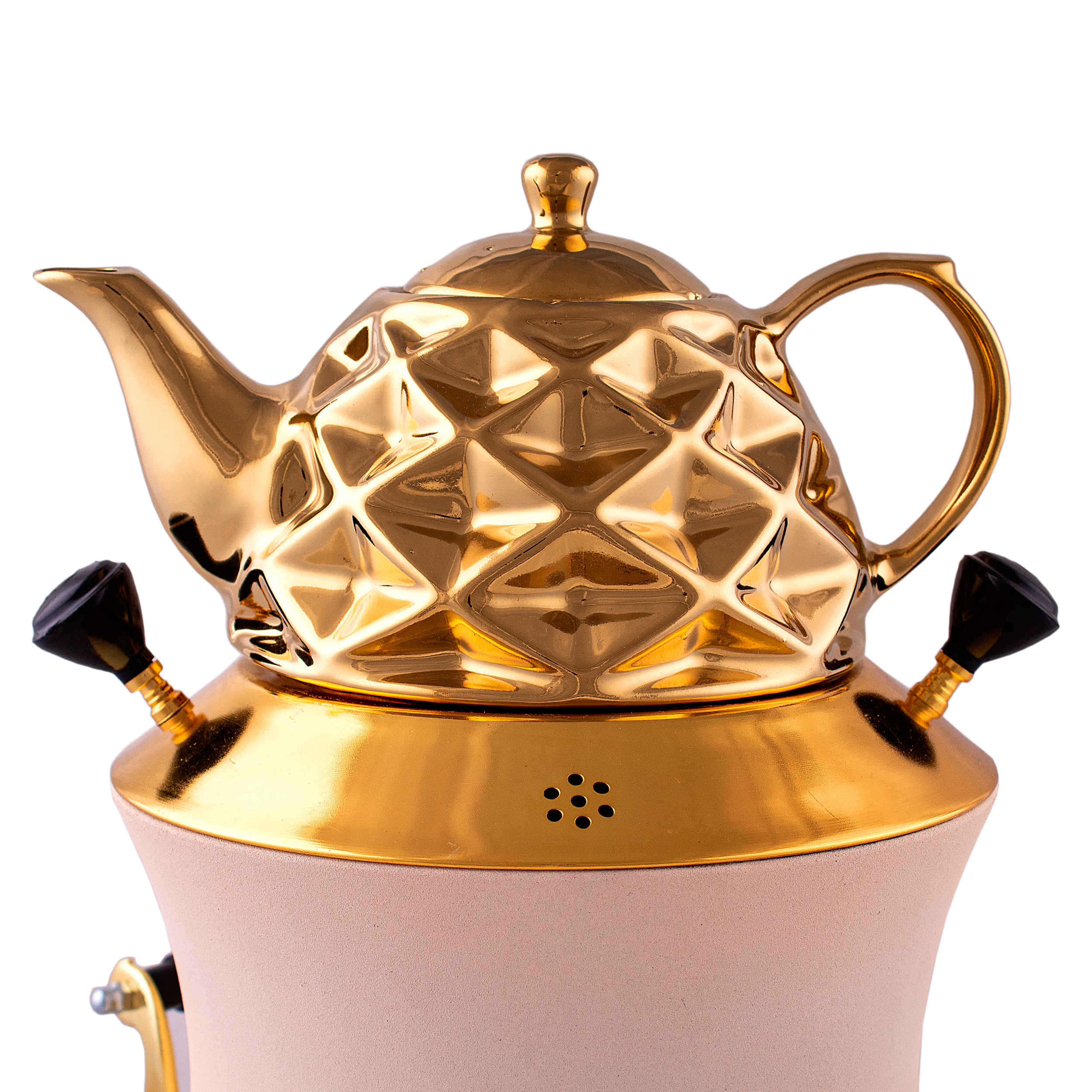 Gas Samovar Tea Maker with Teapot Modern Geometric Design 6-Liter