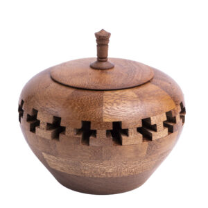 Handcrafted Wooden Sugar Bowl with Lid – Rustic Style Alborz