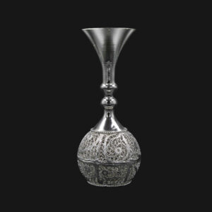 Decorative Persian Filigree Silver-Coated Bottle Vase, Featuring the Kiana Design with Traditional Floral Detailing