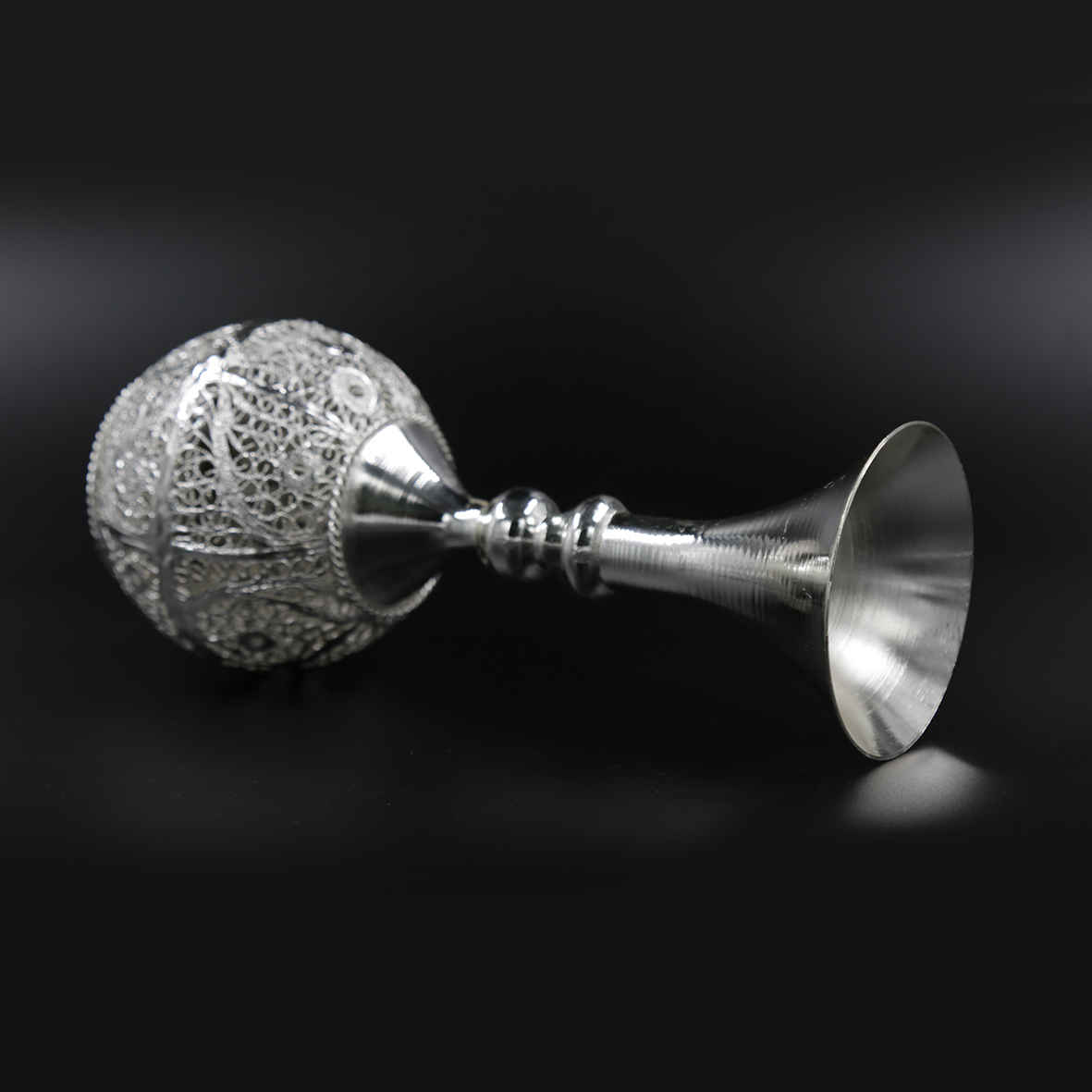 Decorative Persian Filigree Silver-Coated Bottle Vase, Featuring the Kiana Design with Traditional Floral Detailing