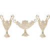 Decorative Persian Filigree Silver-Coated Vases and Bowl, Featuring a Traditional Floral Design in a Trumpet Shape