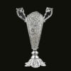 Decorative Persian Filigree Silver-Coated Trumpet Vase, Featuring the Ermia Design with Classic Floral Patterns