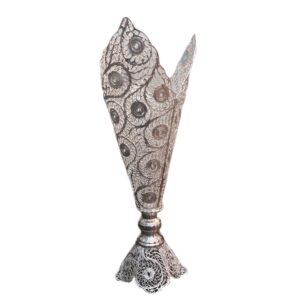 Decorative Persian Filigree Silver-Coated Trumpet Vase, Featuring the Farnaz Design for a Luxurious Traditional Look