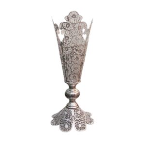 Decorative Persian Filigree Silver-Coated Trumpet Vase, Featuring the Jalil Design for a Touch of Classic Persian Art