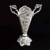Decorative Persian Filigree Silver-Coated Trumpet Vase, Featuring the Jami Design with Traditional Floral Ornamentation