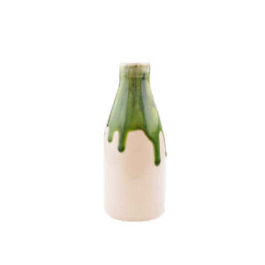 Contemporary Pottery Bud Vase with a Green Drip Glaze Design, Perfect for Modern Boho Interiors