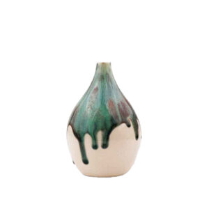 Single Stem Pottery Vase with a Drip Glaze Design, Handmade and Offering an Aesthetic Gift Option