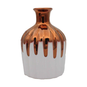 Handcrafted Decorative Single Stem Pottery Vase, Featuring a Drip Glaze Design in a Warm Brown Tone