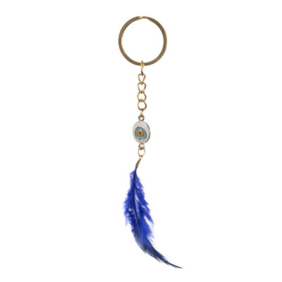 Metal Feather Keychain - Evil Eye Style