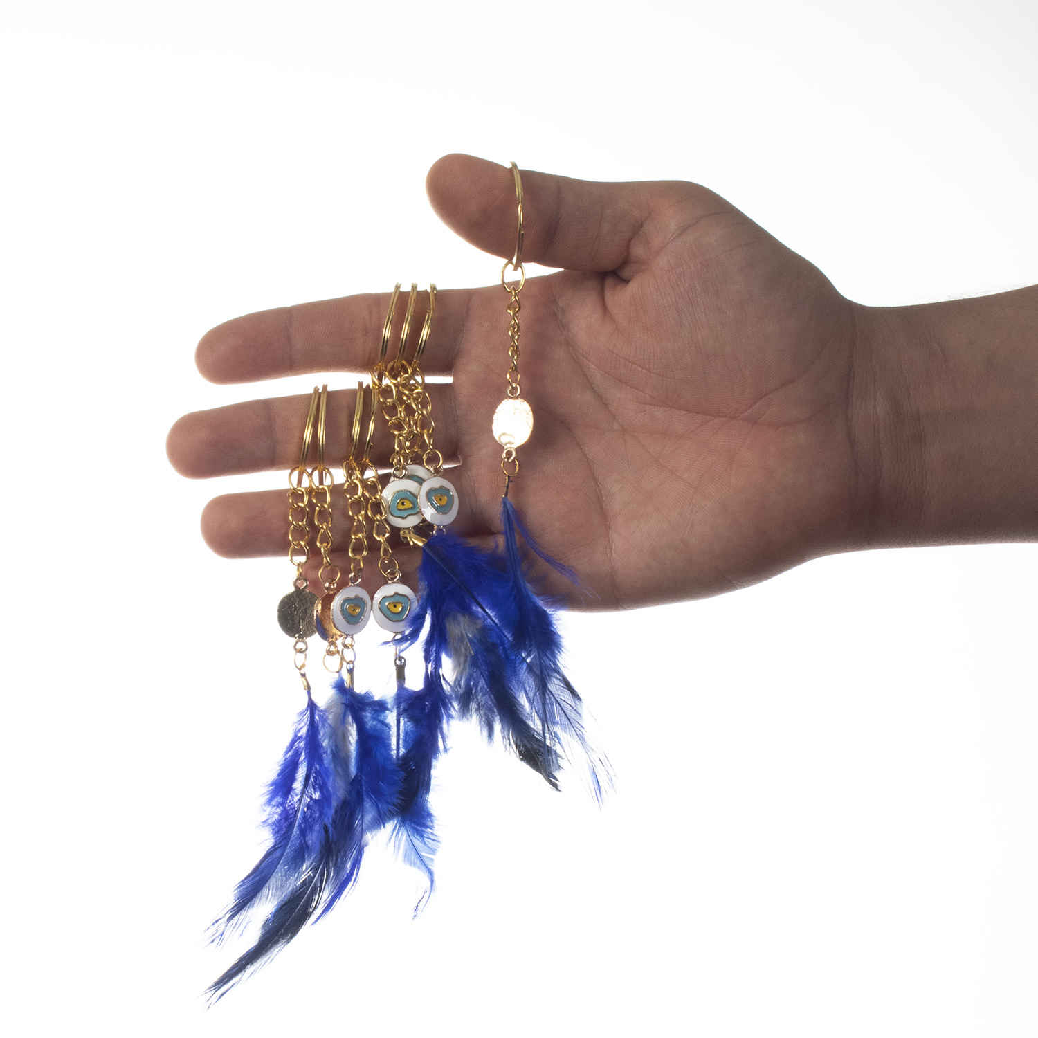 Metal Feather Keychain – Evil Eye Style