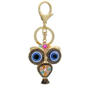 Metal Owl Keychain – Evil Eye Design