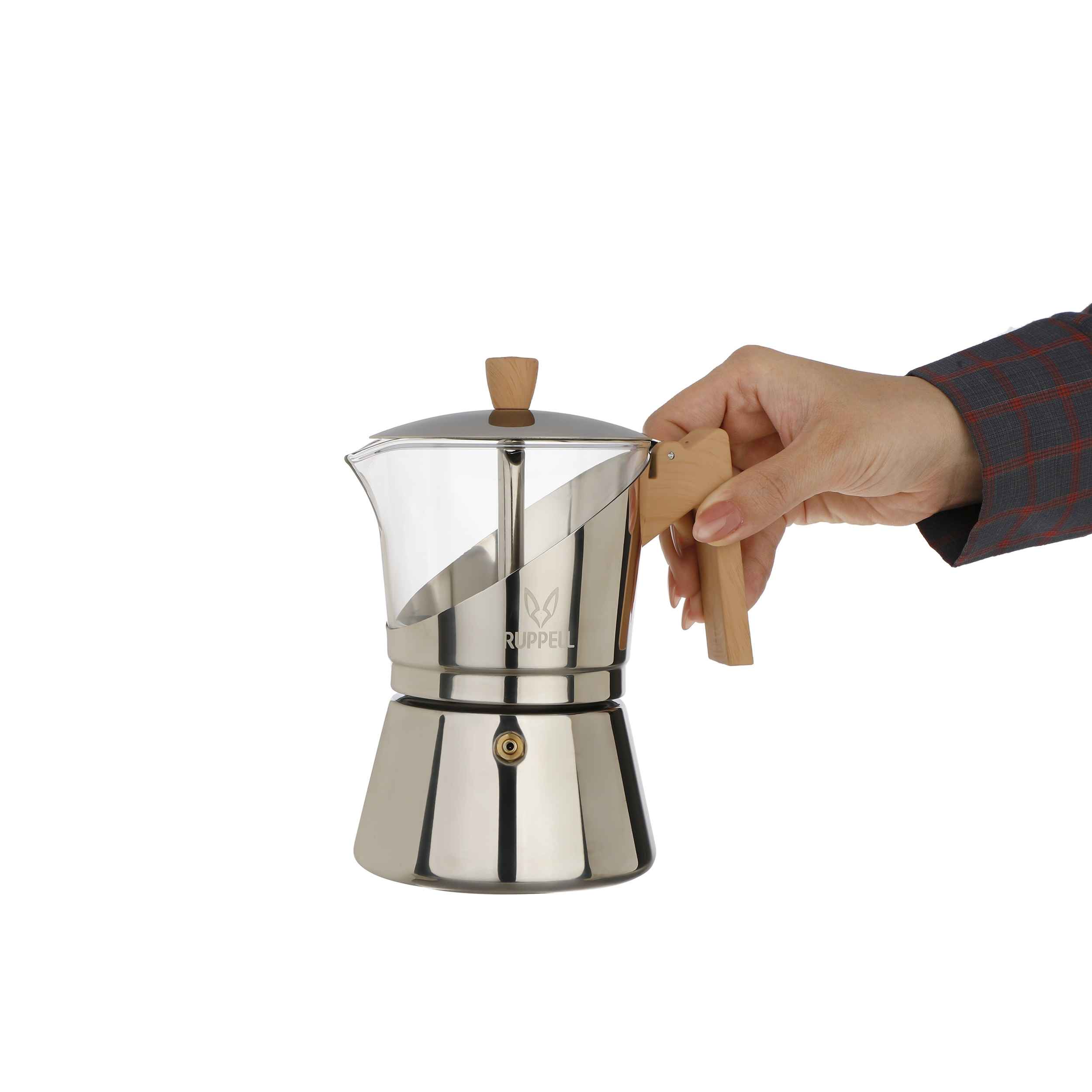 Rupple Classic Moka Pot – Italian Stovetop Espresso Maker, 6-Cup Capacity