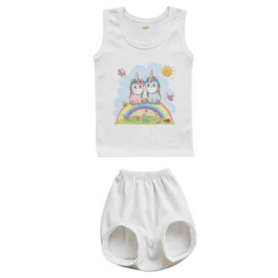 Newborn Vest Top & Shorts Set Model Unicorns in Love