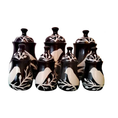 Porcelain Kitchen Canister Set for Coffee, Tea & Dry Food Storage with Bird Motif